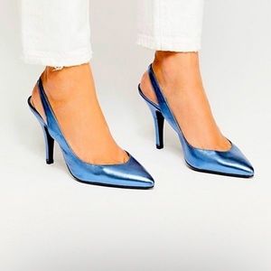 Jeffrey Cambell Sachi Metallic Blue Sling backs By Jeffrey Cambell